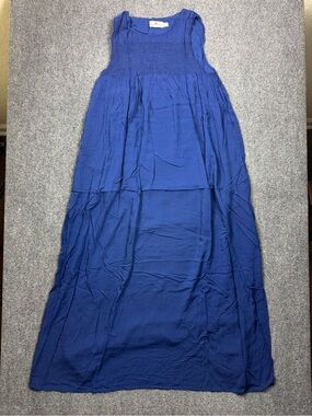Vineyard Vines Royal Blue Maxi Dress Smocked Bodice Size Large